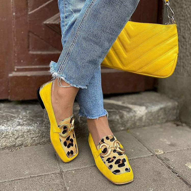 Margaret Robinson | Yellow Loafer With Animal Print Detail