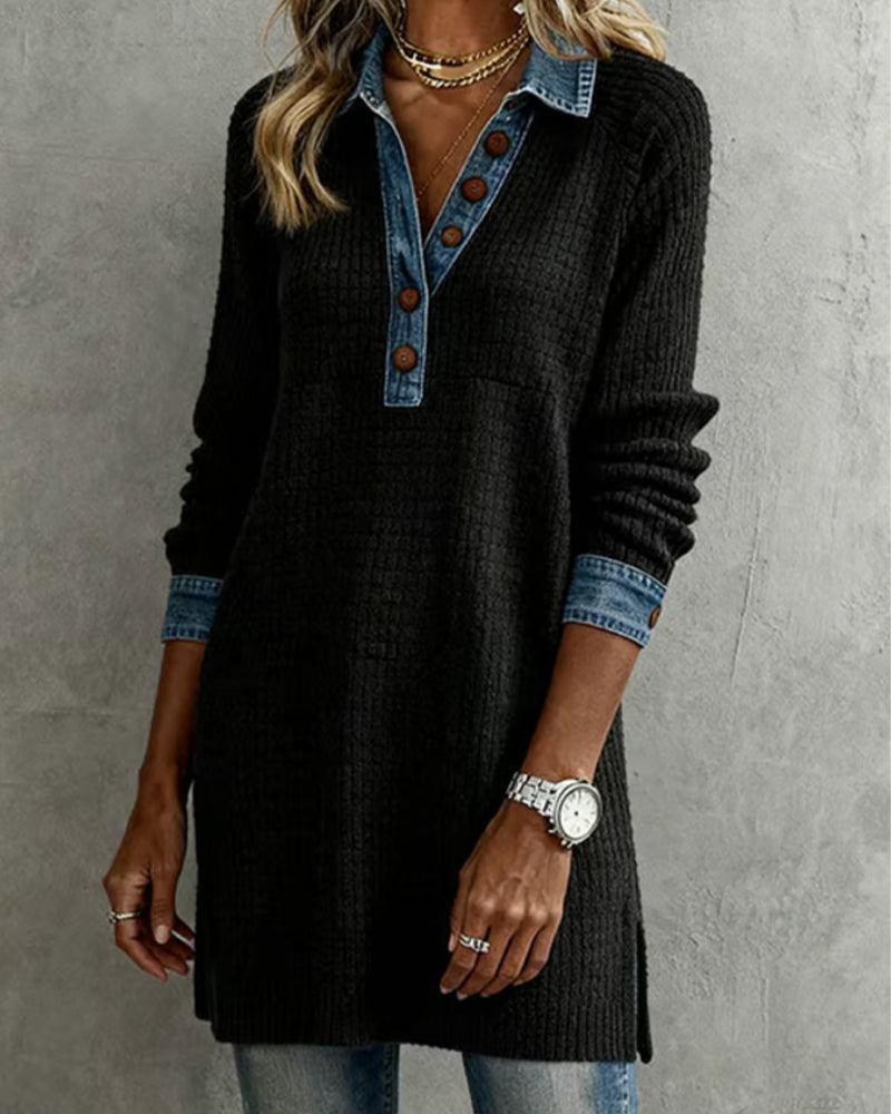 Margaret Robinson | Top With Collar And Contrast Color Insert