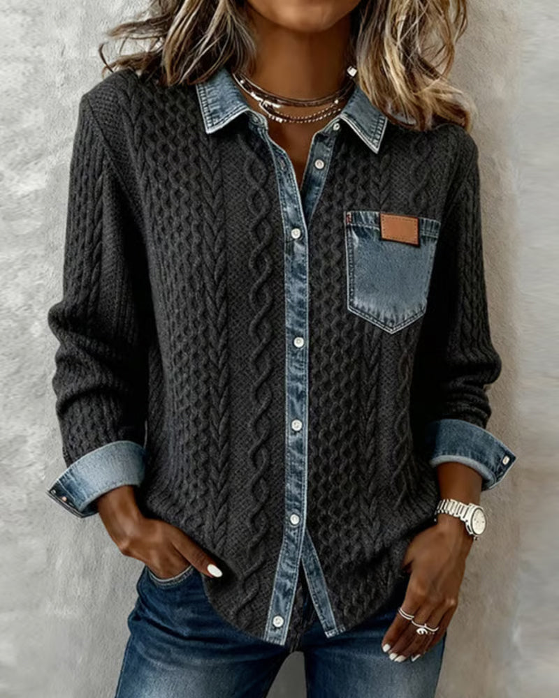 Margaret Robinson | Long-Sleeve Shirt with Denim Patchwork