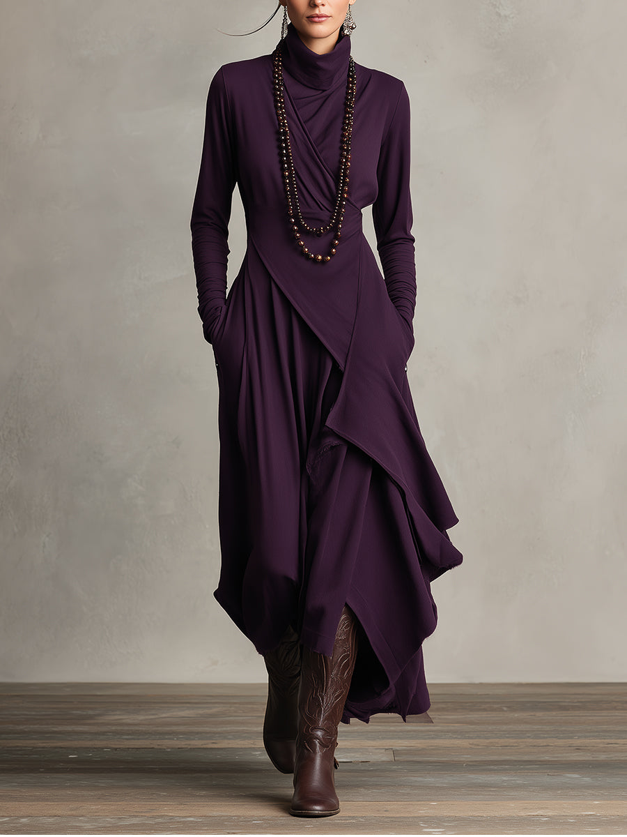 Margaret Robinson | Asymmetrical Maxi Knit Dress With Roll Neck