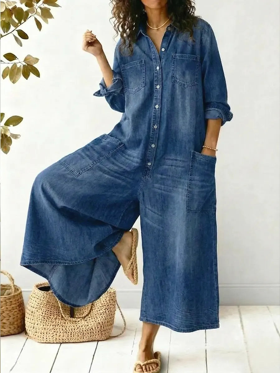 Margaret Robinson | Casual Cotton Denim Jumpsuit