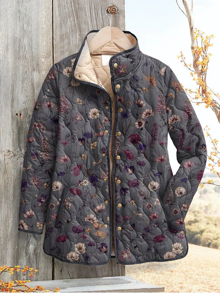Margaret Robinson | Women's Floral Print Casual Quilted Jacket
