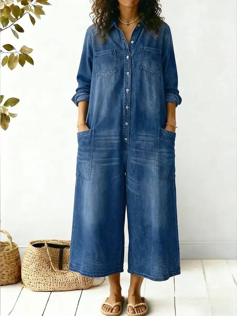 Margaret Robinson | Casual Cotton Denim Jumpsuit