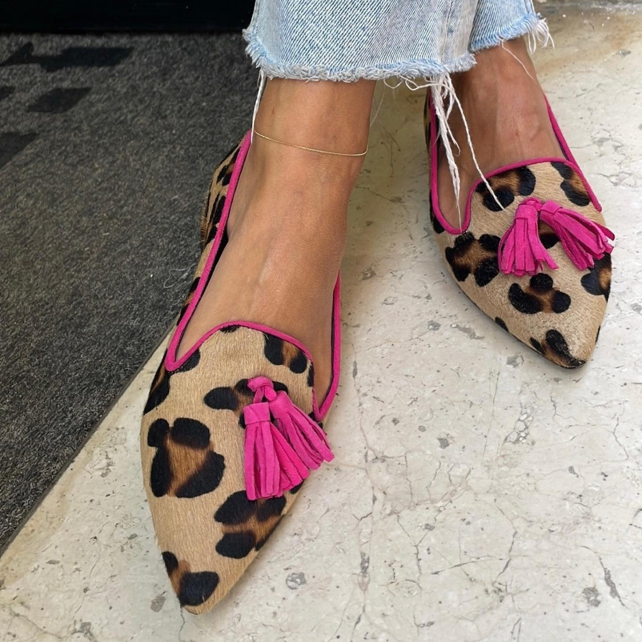 Margaret Robinson | Animal Print Ballet Flats With Tassels