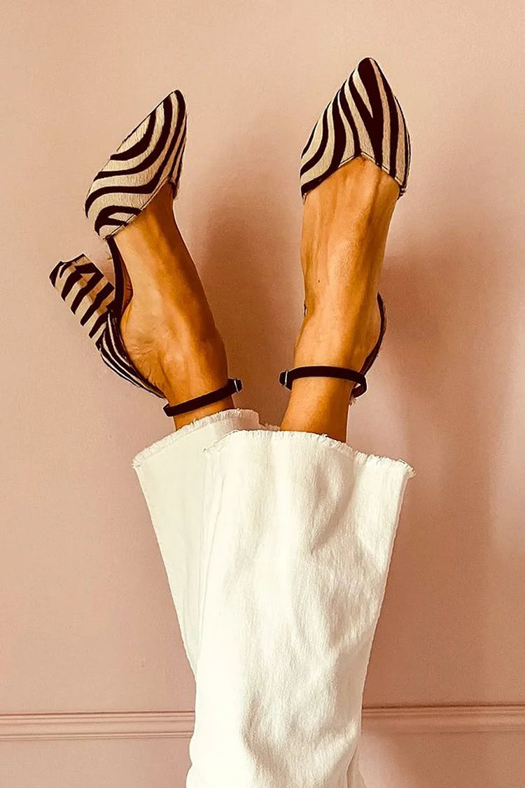 Margaret Robinson | Zebra-Print Pointed Toe Pumps With Ankle Strap