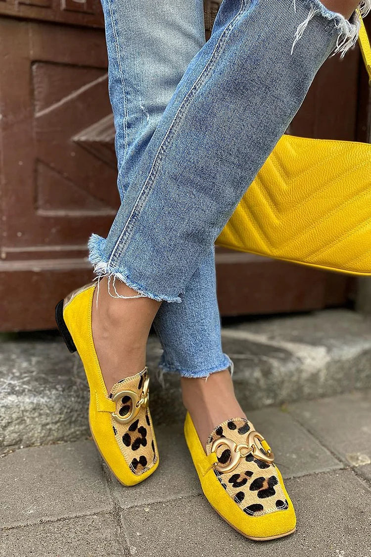 Margaret Robinson | Yellow Loafer With Animal Print Detail