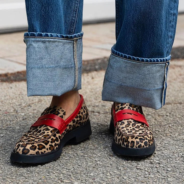 Margaret Robinson | Leopard Print Loafer With Red Detail