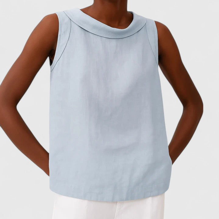 Margaret Robinson | Elegant Top With Roll Collar
