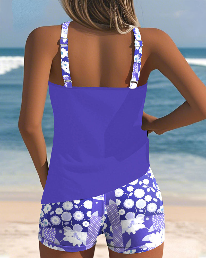 Margaret Robinson | Swimsuit Tank Top With Printed Boxer Set