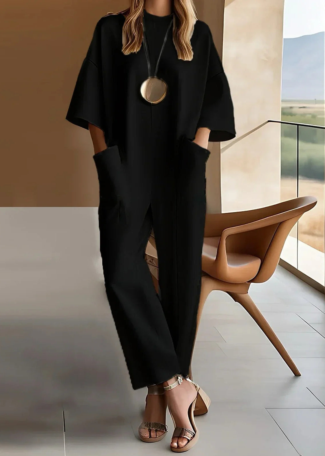 Margaret Robinson | Elegant Short-Sleeve Jumpsuit
