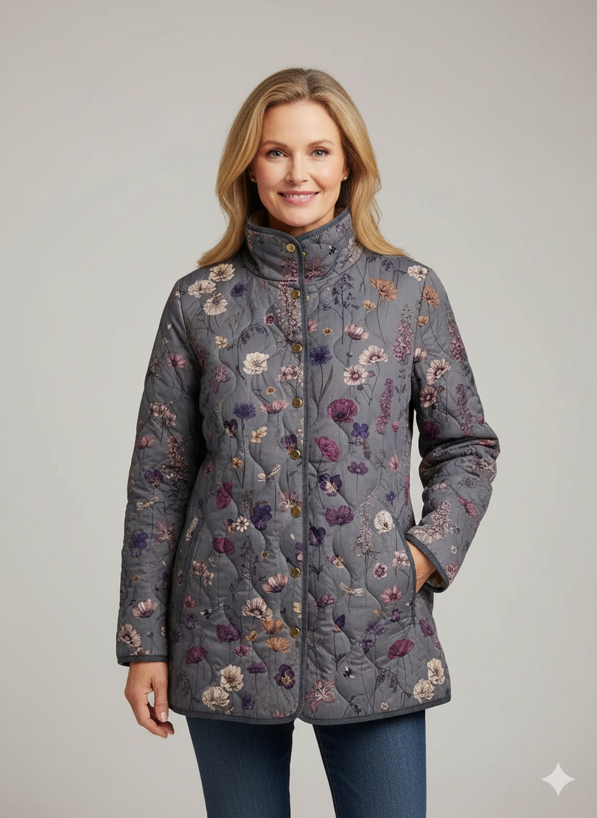 Margaret Robinson | Women's Floral Print Casual Quilted Jacket