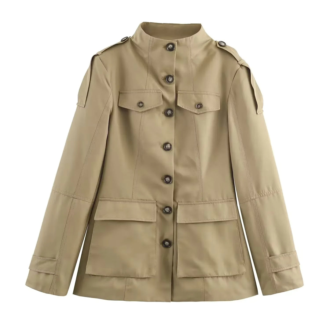 Carol | Utility Jacket with High Collar and Button Closure