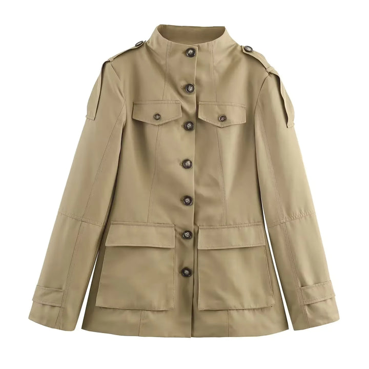 Carol | Utility Jacket with High Collar and Button Closure