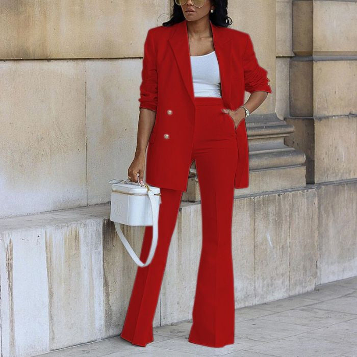 Women's Matching Set | Tailored Blazer Straight Leg Trousers