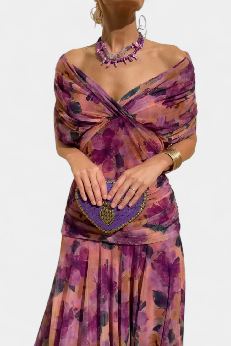Margaret Robinson | Long Floral Dress With V-Neck