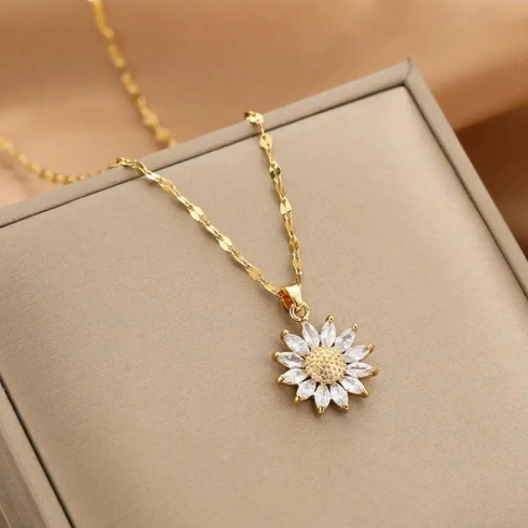 Margaret Robinson | Crystal Sunflower Necklace In Gold