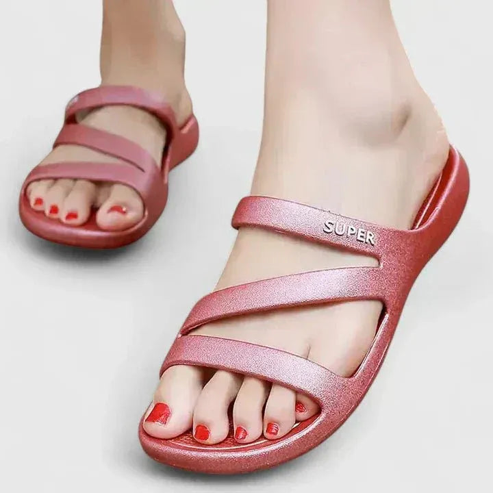 Evelyn | Slip On Sandals with Dual Straps and Contoured Footbed
