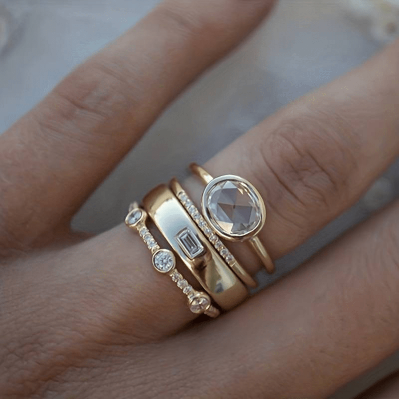Margaret Robinson | Gold And Zirconia Ring Set