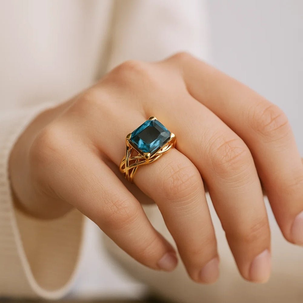 Margaret Robinson | Vintage Gold Blue Zirconia Ring