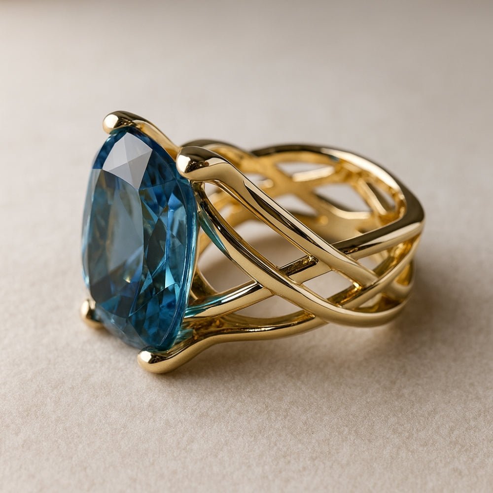 Margaret Robinson | Vintage Gold Blue Zirconia Ring