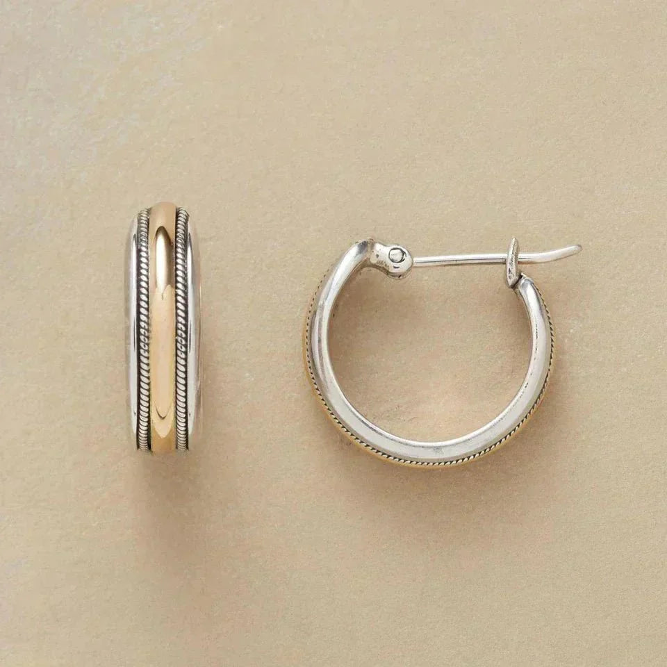 Margaret Robinson | Vintage Golden Line Silver Hoop Earrings